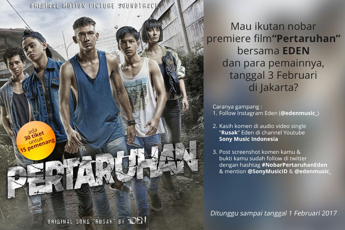 Ayo ikutan nonton premiere film "Pertaruhan" bareng <a href="/edenmusic_/">EDEN OFFICIAL</a> caranya gampang!

Cek info di bawah 👇 @pertaruhanfilm #NobarPertaruhanEden