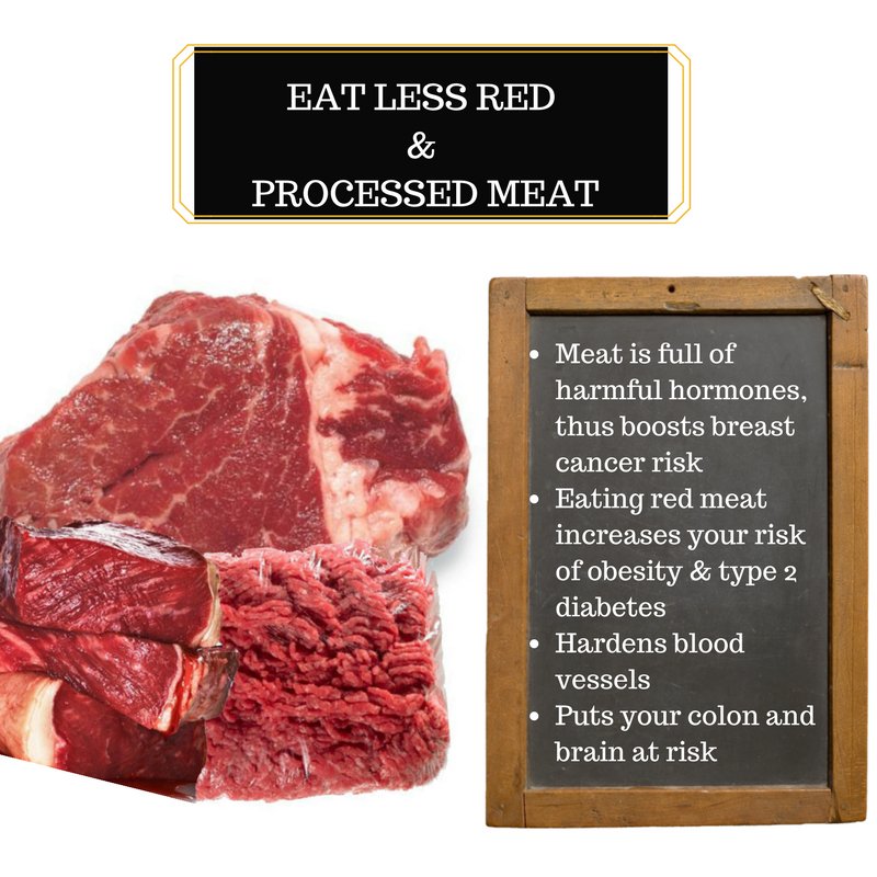 Eat less red and processed meat for a longer life. It is highly beneficial to the environment & to human health #fitfam #lessredmeat #health