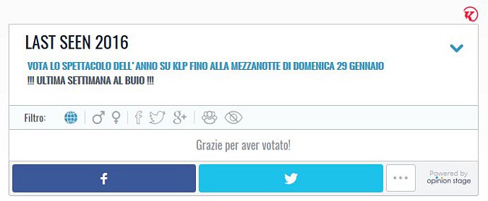 klpteatro's tweet photo. #LastSeen2016 Chi avrà vinto? Scopritelo subito! @fattiditeatro @teatro_i @Anna_Bandettini @radiotre @RaffaellaIlari https://t.co/WmIIx0iC3p https://t.co/MiQA4gURH6