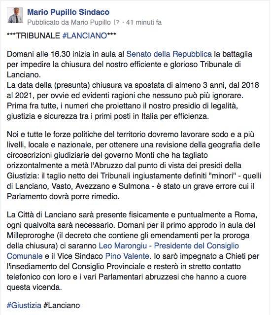 MarioPupillo's tweet image. Domani approda #milleproroghe al #Senato. Lanciano sarà presente a Roma: obiettivo proroga 3 anni per il nostro Tribunale.
@SenatoStampa