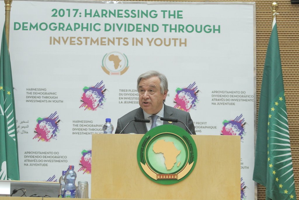 _AfricanUnion's tweet photo. Newly appointed @UN SG @antonioguterres addressing the #28thAUSummit https://t.co/3bfDLdg7o1