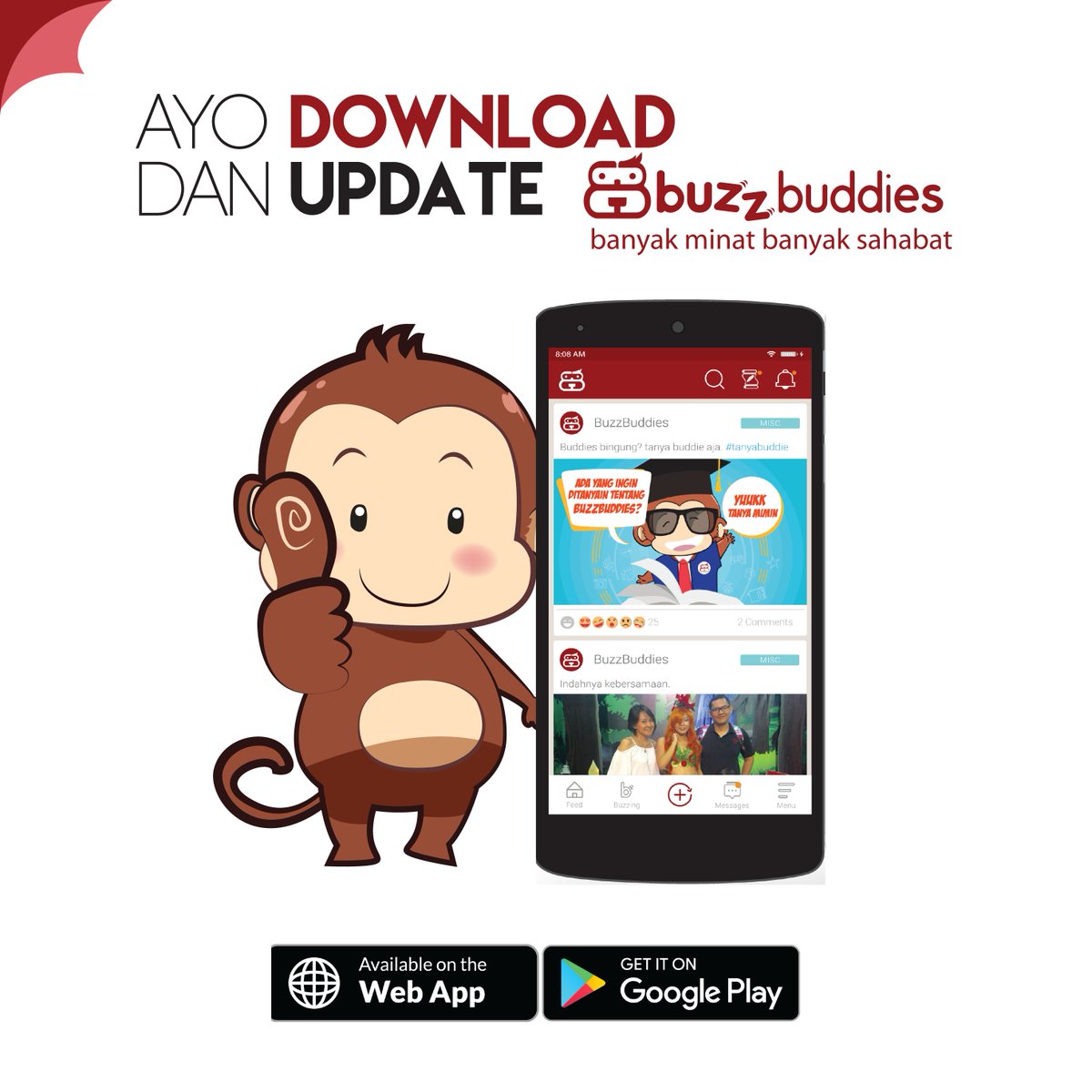 Mari berbagi hal yang kamu sukai di BuzzBuddies, media sosial asli Indonesia. Download di PlayStore dan Appstore