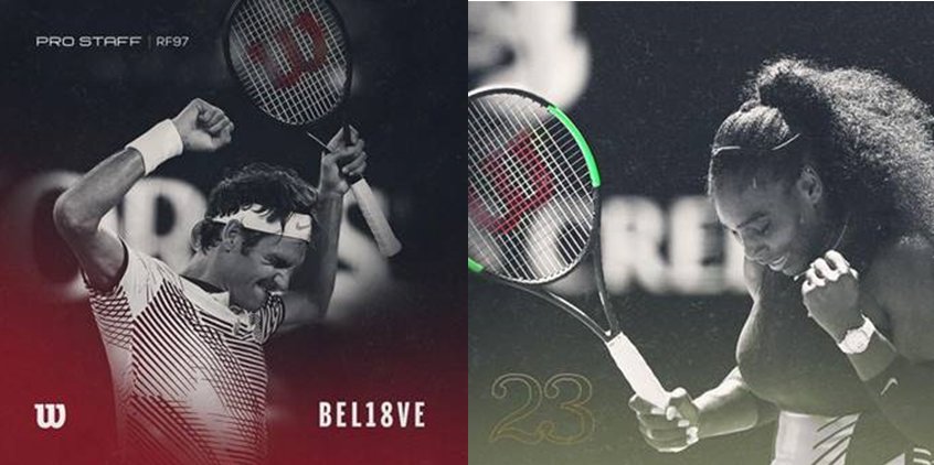 SamBencteux's tweet photo. Wilson encore un peu plus dans la légende #AusOpen @rogerfederer @serenawilliams #Bel18ve #RF97Autograph #SW104Autograph #Wilson https://t.co/M0Ud5qUKan