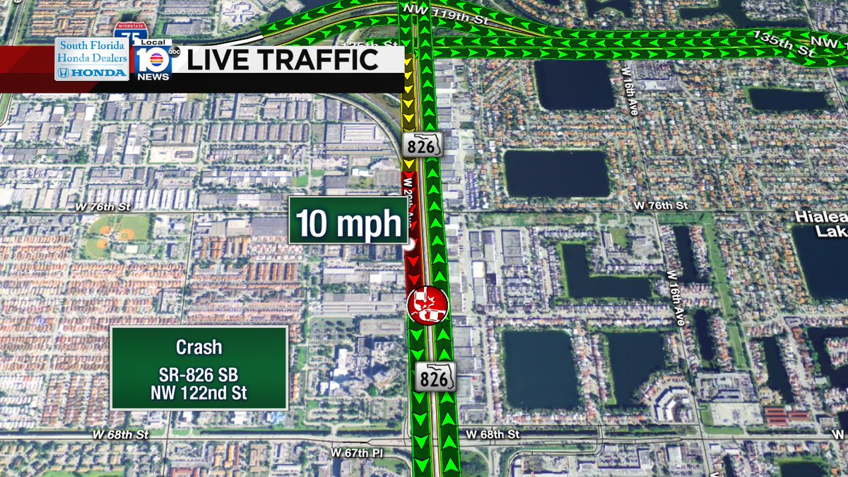 Crash on SR-826 SB at NW 122nd St #traffic https://t.co/9S48dvXpys
