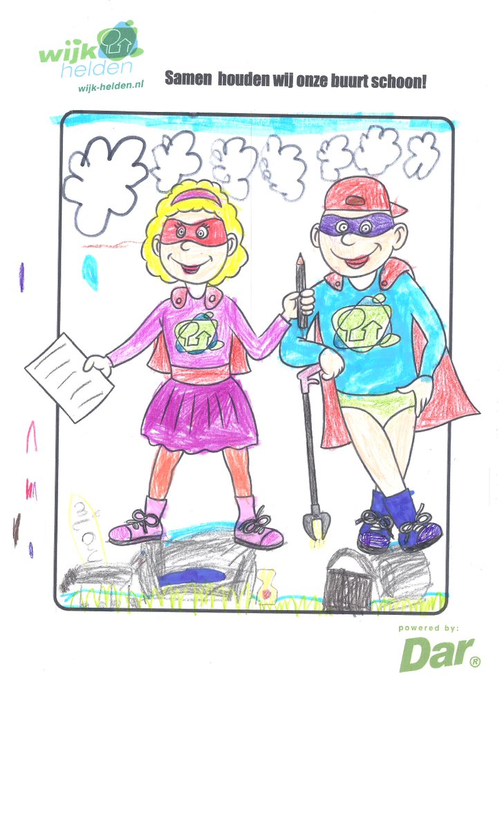 Slecht weer om op te ruimen? Doe dan mee met de kleurwedstrijd. wijk-helden.nl. Kleurplaat van Annabel uit <a href="/bergendalgem/">Gemeente Berg en Dal</a>