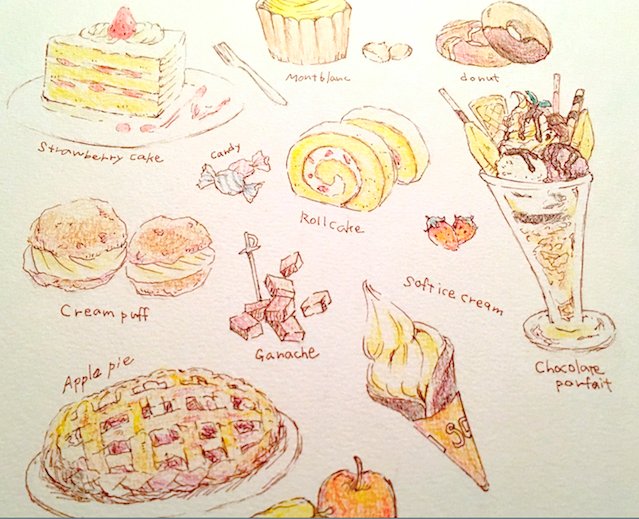 上条衿 Sur Twitter 甘いもの食べたい 食べ物イラスト