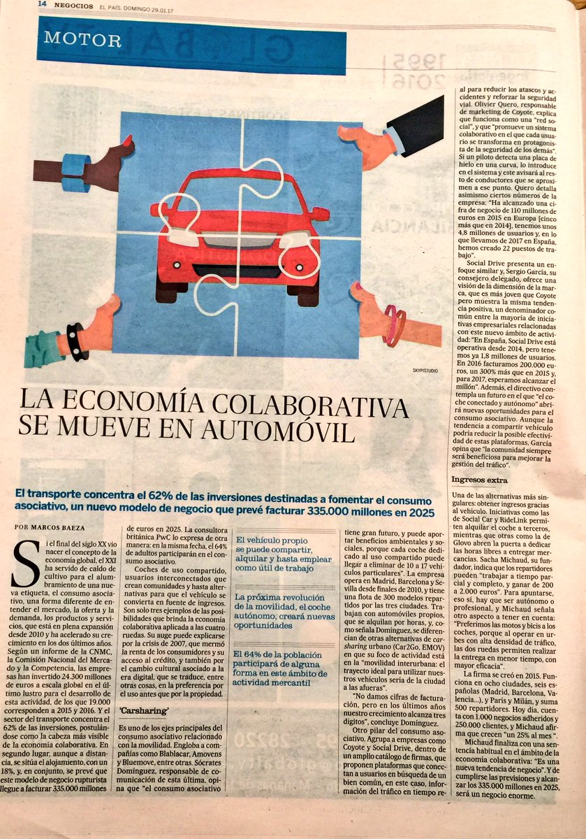 Ayer <a href="/elpais_espana/">EL PAÍS España</a> nos ponía como ejemplo para obtener #ingresos gracias al vehículo en el contexto de la #economía asociativa. ¡Gracias!