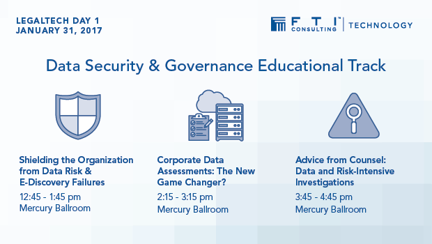 FTITech's tweet photo. We’re excited to share 3 unique sessions at #Legalweek17 covering key data protection, #InfoGov, #ediscovery &amp; more. https://t.co/F2EPOuHXFW https://t.co/zewQFvkMSy