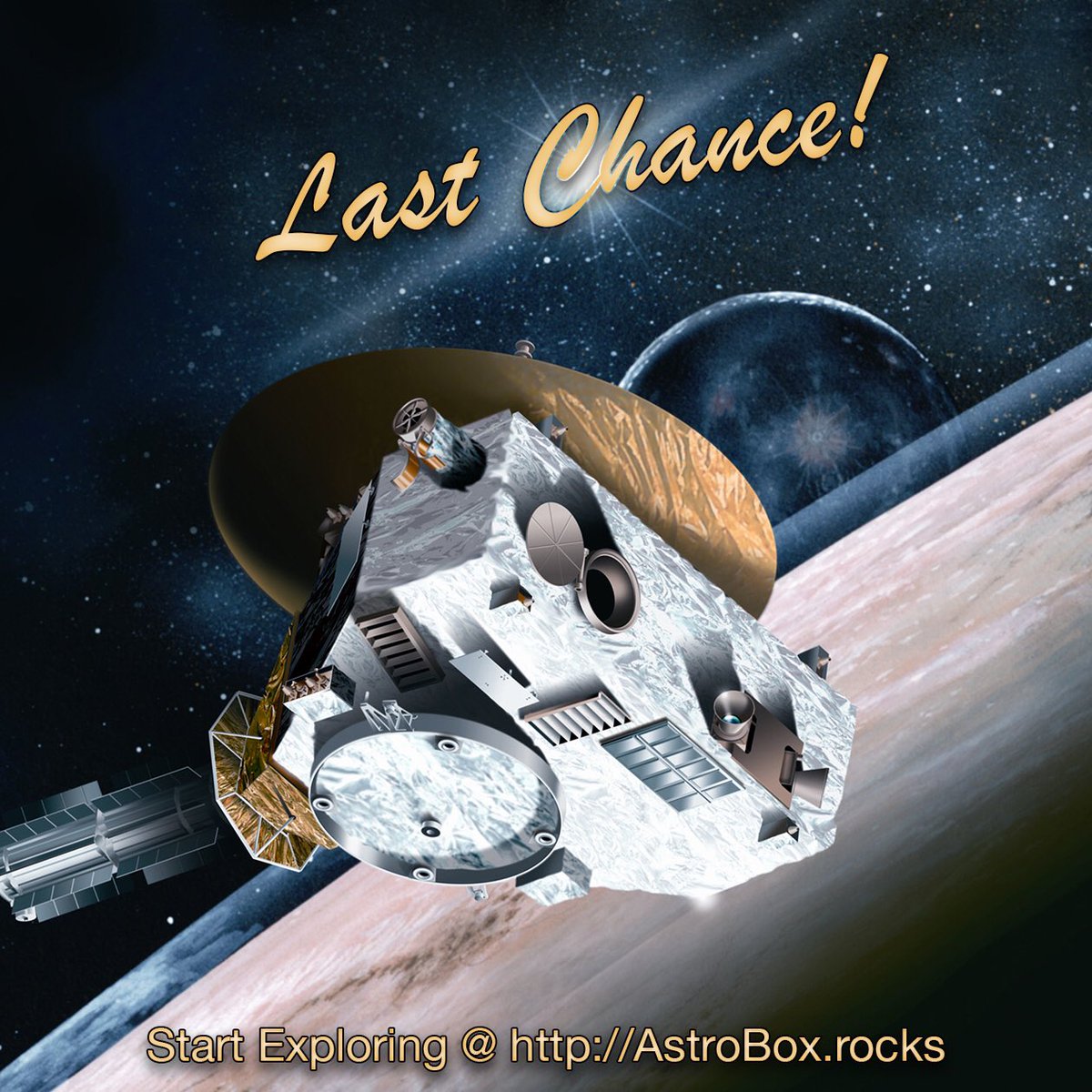 MileHighAstro's tweet image. We are cruising past Pluto, last chance for the New Horizons #AstroBox! AstroBox.rocks #stem #space #pluto #subbox #explore