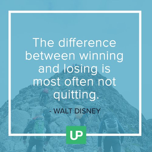 learnup's tweet photo. "The difference between winning and losing is most often not quitting." -#Disney #MotivationMonday https://t.co/lZvbTevdfU
