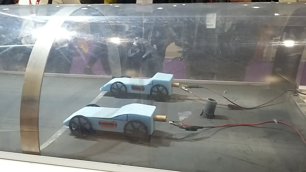 RZ_teacher's tweet image. Rocket cars ready to race at the @BLOODHOUND_Edu stand at @Bett_show #Bett2017 #bettshow