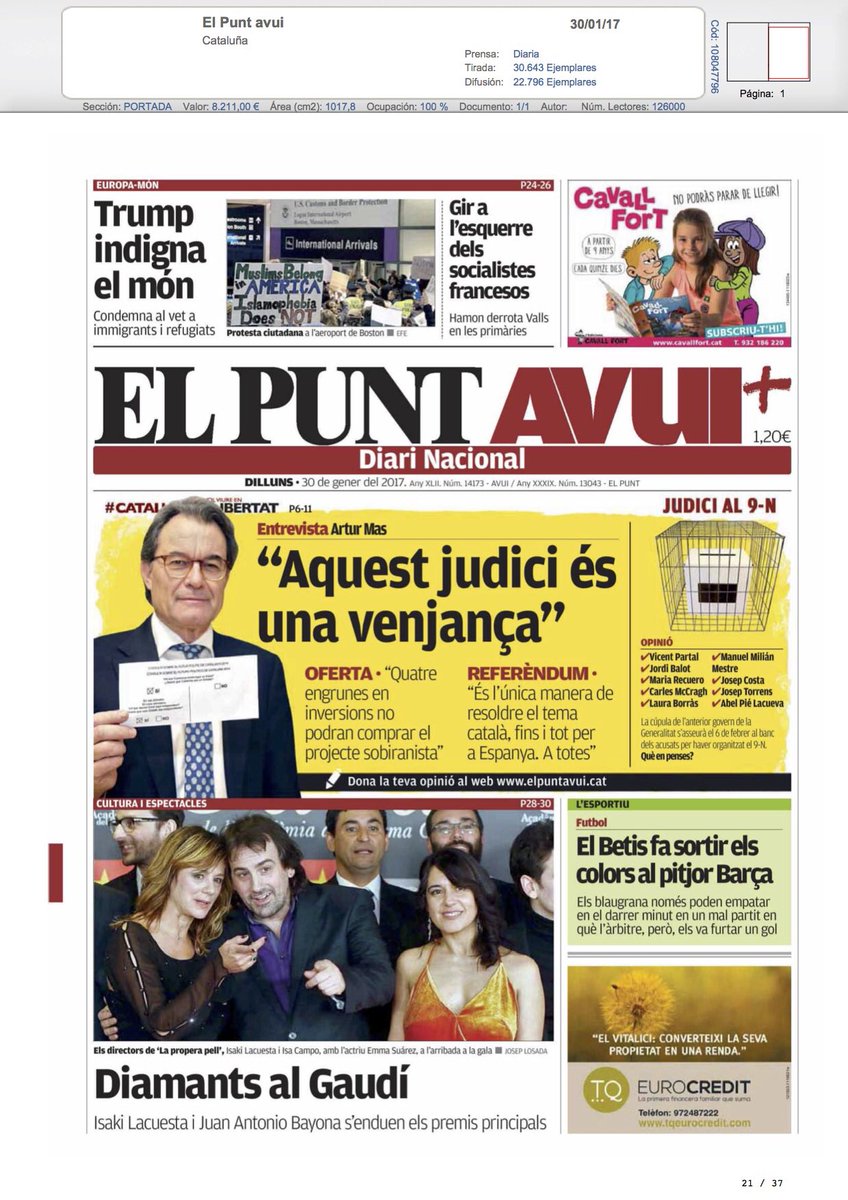 fescomedia's tweet photo. 📰La gala del cinema català és avui a tots els diaris! #premisgaudi #aportada #clipping https://t.co/DvkkxNliC9