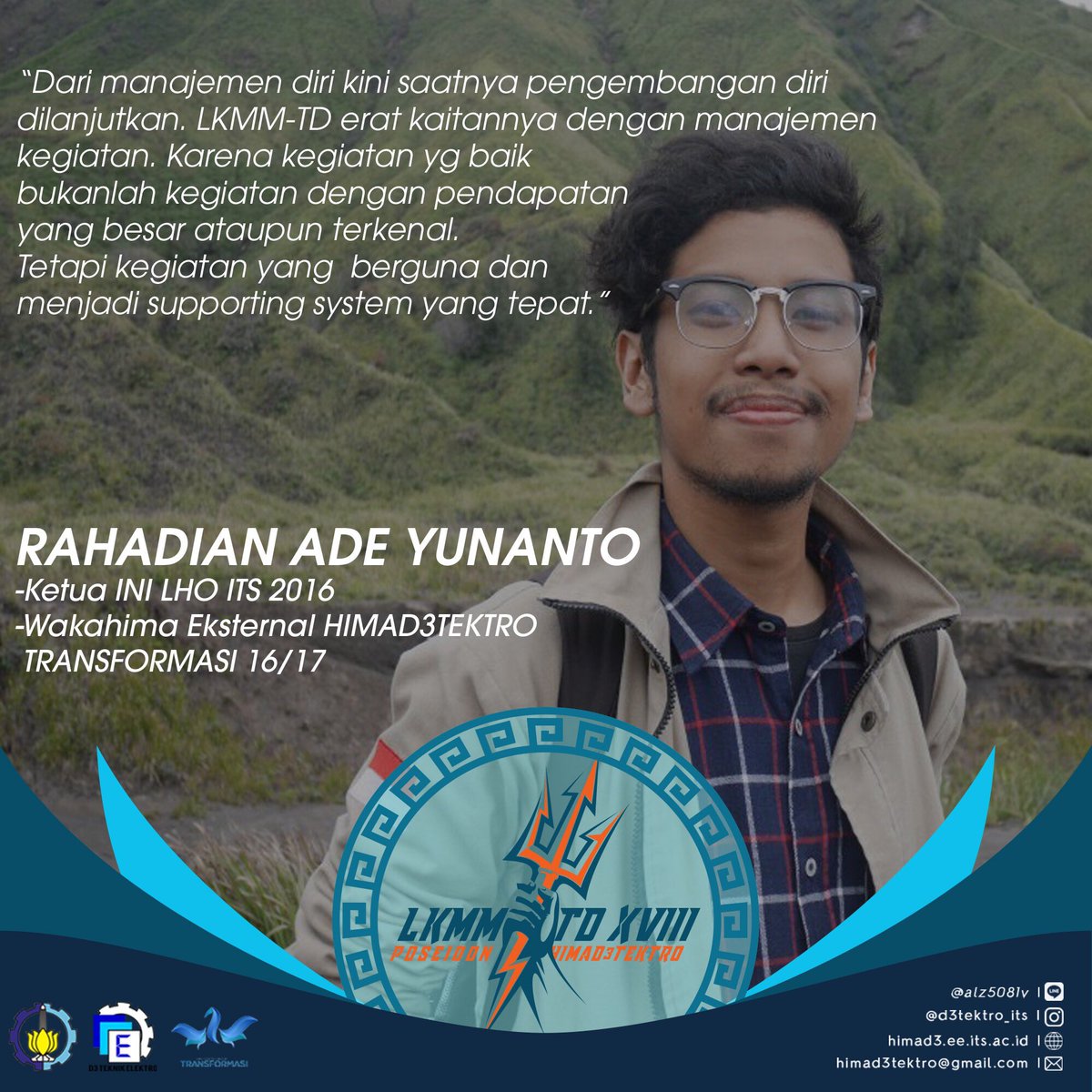 [L K M M-T D] 
Kami tunggu di LKMM TD POSEIDON HIMAD3TEKTRO
#LKMMasyik
#HIMAD3TEKTRO16/17
#TRANSFORMASI