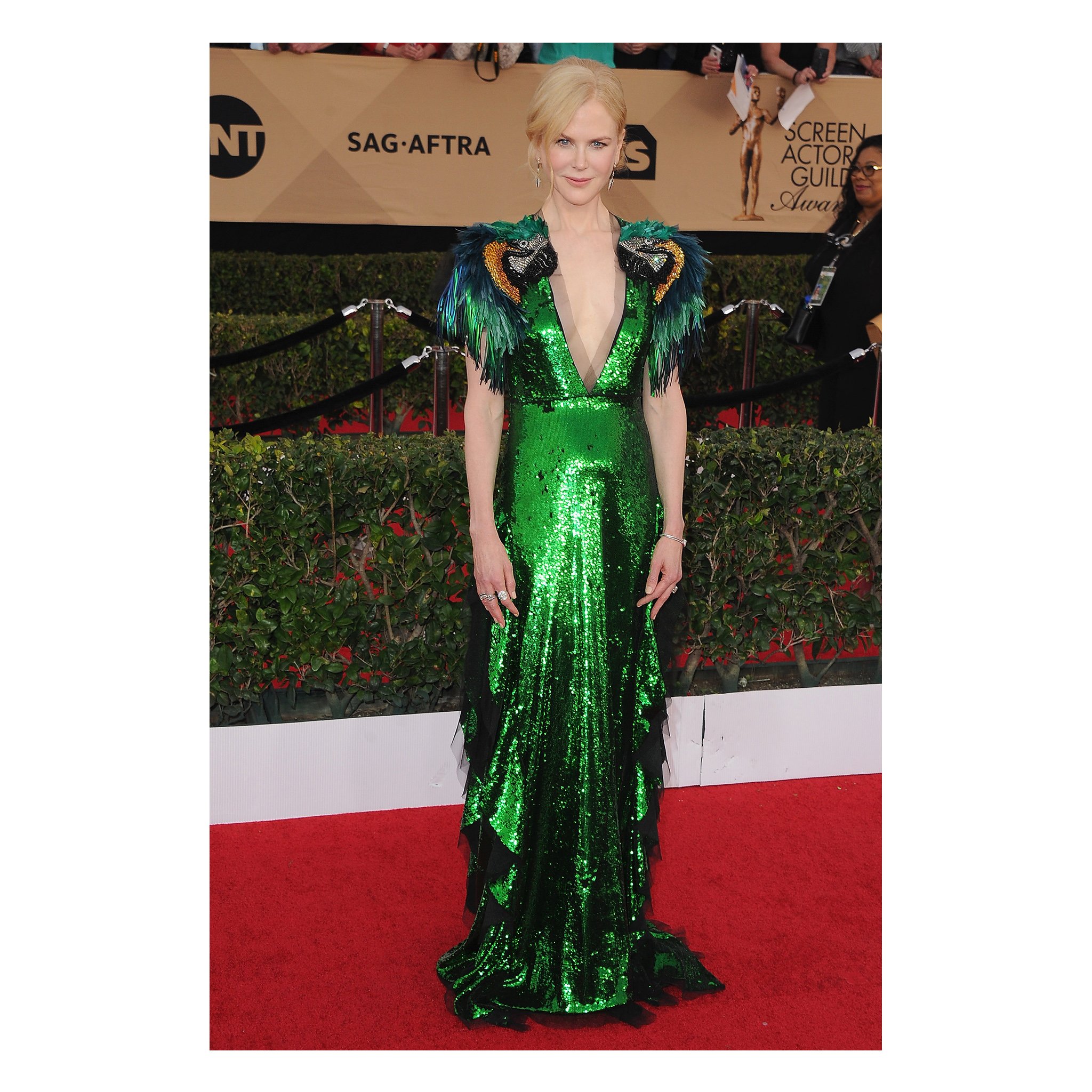gucci on X NicoleKidman in a Gucci sequin gown with embroidered sleeves by AlessandroMichele at the sagawards. https t qzwPYwAgVO X