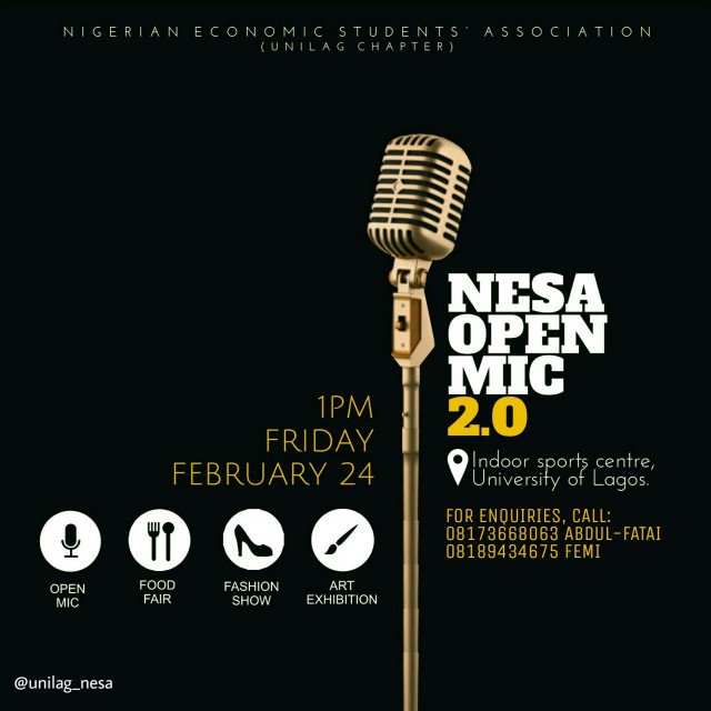 bigdealonthings's tweet photo. #nesaopenmic2.0
#nesaunilag.
Keep the date. https://t.co/perwoHWOSe