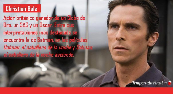 TemporadaFinal's tweet photo. #HoyCumple | ¡Felicidades a #ChristianBale por su cumpleaños!  🎂���🎉 #Batman https://t.co/A7XODjoQ9F