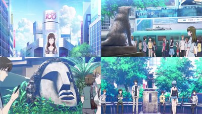 O Xrhsths アニメ聖地巡礼 舞台探訪 Sto Twitter 風夏 第1話 一緒に映画を観に行くことになった榛名優と秋月風夏の待ち合わせシーンで Shibuya109 東急5000系車両 ハチ公像 モヤイ像などが描かれていました