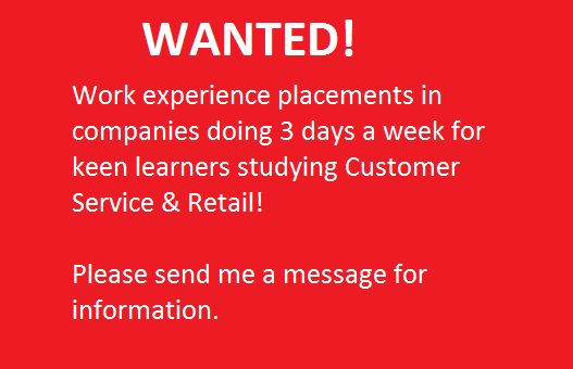 katiebACT's tweet photo. I have keen learners in #Bridgend who need #CustomerService &amp; #Retail work placements to complete their qualifications &amp; gain experience! https://t.co/4jxTWO8vGn