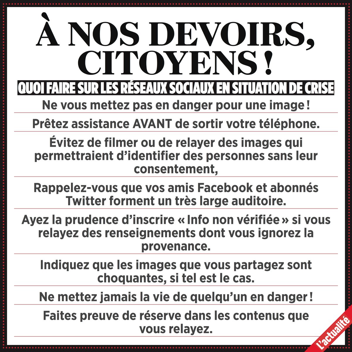 Lactualite's tweet photo. Peut-on relayer des infos sans vérifier leur exactitude? Est-ce moral, ou même légal?#Québec ->https://t.co/UGEvKkbitR https://t.co/nFqQZdF2YZ