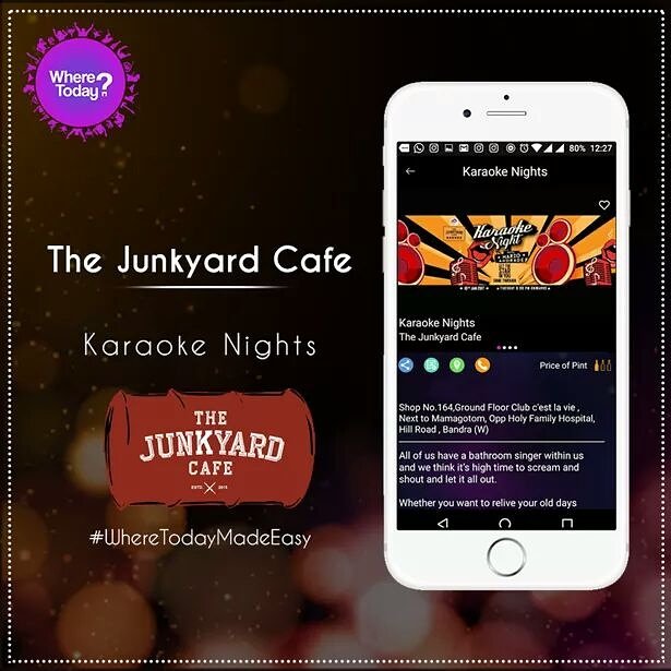 wheretodayapp's tweet photo. Think you have it in you to woo the room with your tunes? Ask Junkyard Café for their deals on #Karaoke Nights! #bars #cocktails #alcohol https://t.co/oHZvmAl86P