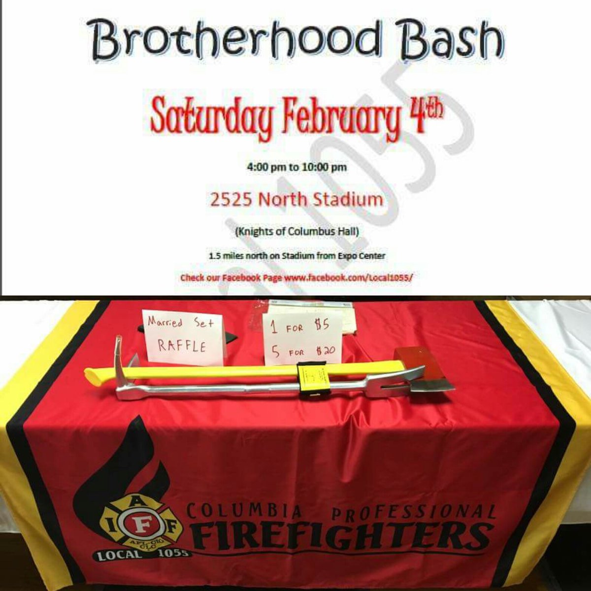 IAFF_CoMo1055's tweet photo. Married set raffle 2B held this SATURDAY at #brotherhoodbash17 #winterfireschool @mu_frti @ErinMcGruder @GrayBoy99 @MSCFF_MO @Iaff290David https://t.co/RCK5Vnszxg