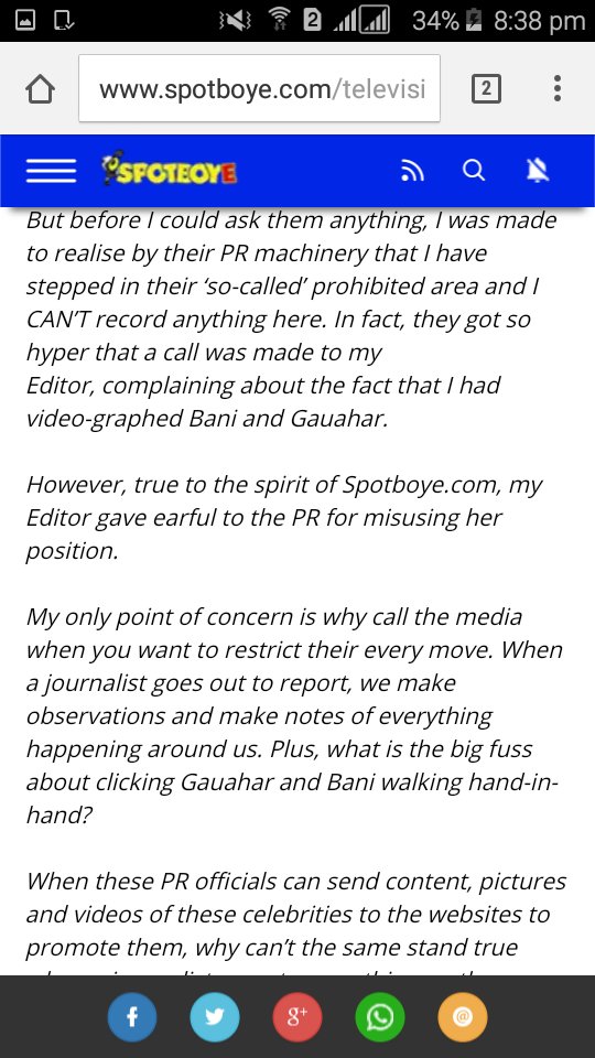 Sonali_ptl's tweet photo. See this guys😂😂😂 
PR machinery are failed... 😂😂
Gauahar is upset &amp; cried for bani😅
#bani @gauravchopraa 👎👎👎👎👎 https://t.co/4McogaX1oB