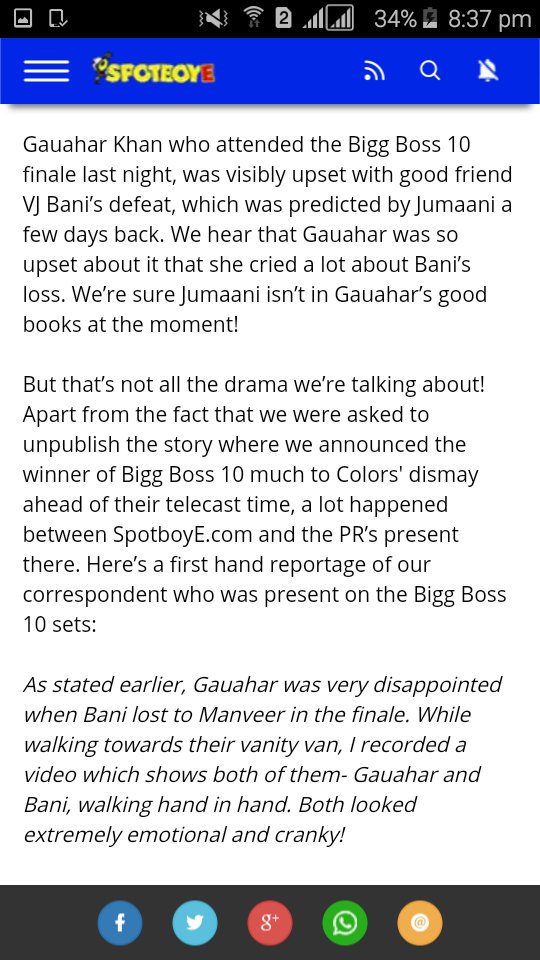 Sonali_ptl's tweet photo. See this guys😂😂😂 
PR machinery are failed... 😂😂
Gauahar is upset &amp; cried for bani😅
#bani @gauravchopraa 👎👎👎👎👎 https://t.co/4McogaX1oB