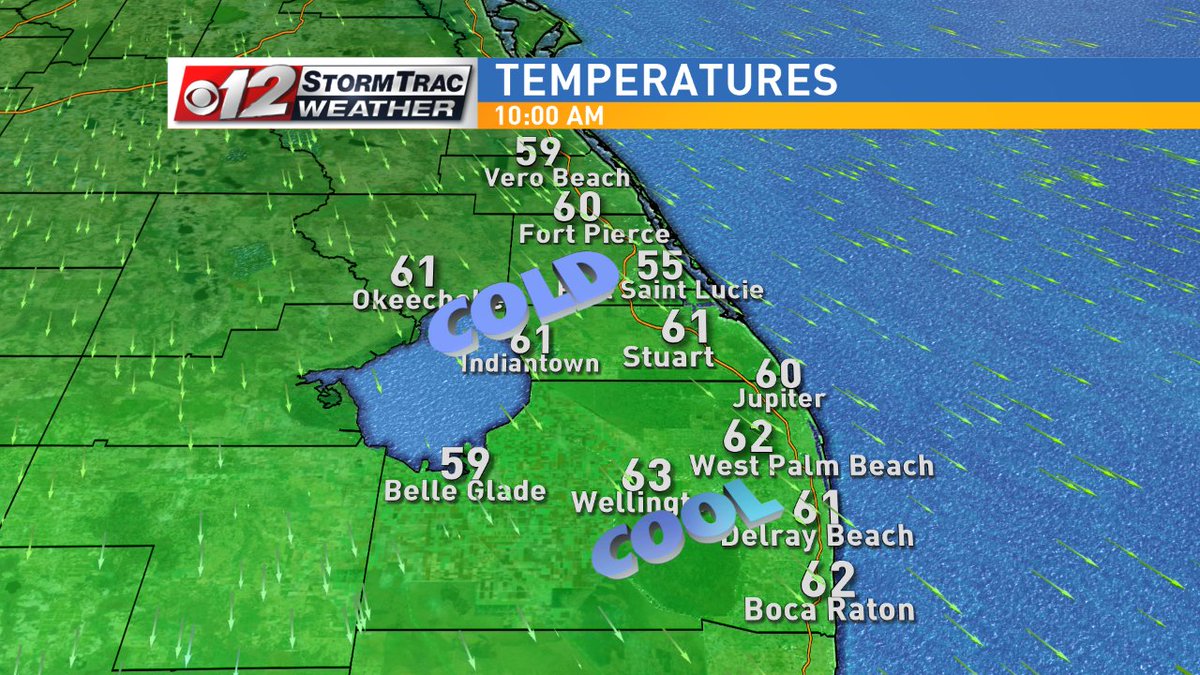 CBS12's tweet photo. Still quite COOL! Afternoon highs near 68º! #flwx #cbs12am https://t.co/AgEVV7mb2Z