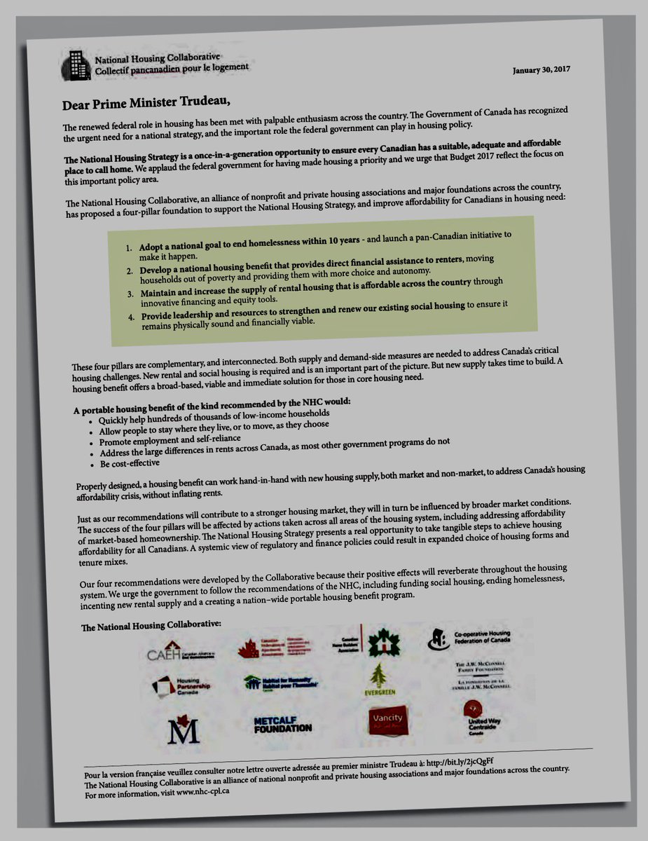 Our open letter to <a href="/JustinTrudeau/">Justin Trudeau</a> and members of Cabinet: 4 essential pillars for the National Housing Strategy <a href="/jyduclos/">Jean-Yves Duclos</a> <a href="/Bill_Morneau/">Bill Morneau</a>