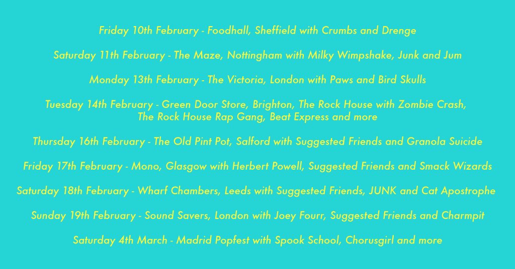 These are all the gigs we have coming up! Can't wait, we're playing with some amazing bands!