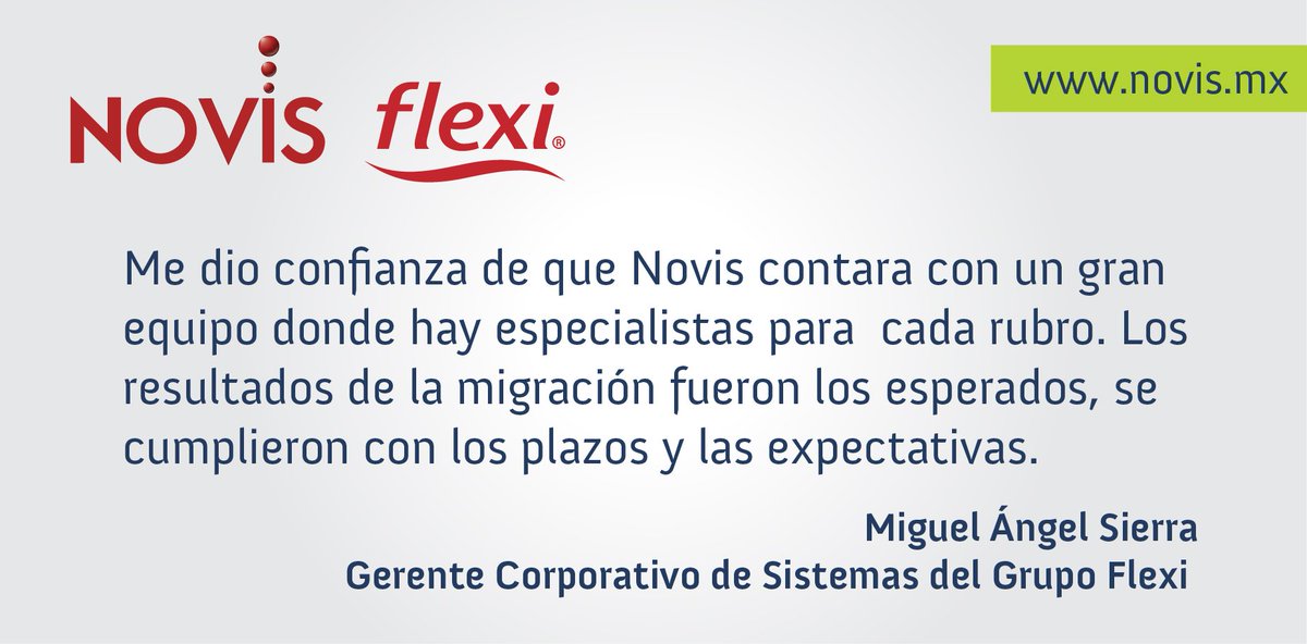 Novis_SP's tweet photo. Miguel Ángel Sierra, Gerente Corporativo de Sistemas del Grupo @flexi nos compartió su testimonio acerca de #Novis. https://t.co/RtFEgJZlki https://t.co/GOcO27eIk0