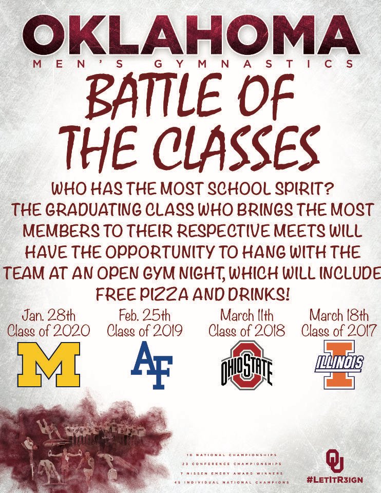 OUClassCouncil's tweet image. SHOW YOUR CLASS SPIRIT AND YOU COULD GET THE OPPORTUNITY TO HANG OUT WITH THE GYMNASTICS TEAM 👆⭕️🙌