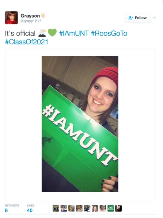 WHSGrassBurr's tweet photo. This week we congratulate Grayson Pleasant on her acceptance to UNT #roostogo #whywisd https://t.co/3Cc5ka8NrW