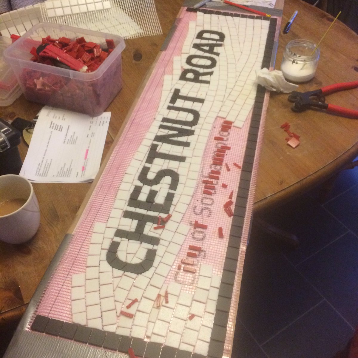 MosaicWill's tweet photo. With permission from @SouthamptonCC: the city's 1st mosaic road sign. Please visit, rate and post selfie! #mrmosaic https://t.co/rDHbaTSP3R