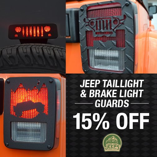 JustForJeeps's tweet photo. Our entire collection of Jeep taillight &amp; brake light guards is on sale for 15% off NOW! 
https://t.co/GkK03TmaA4
#justforjeeps #jeeps https://t.co/bn9B3AlCew