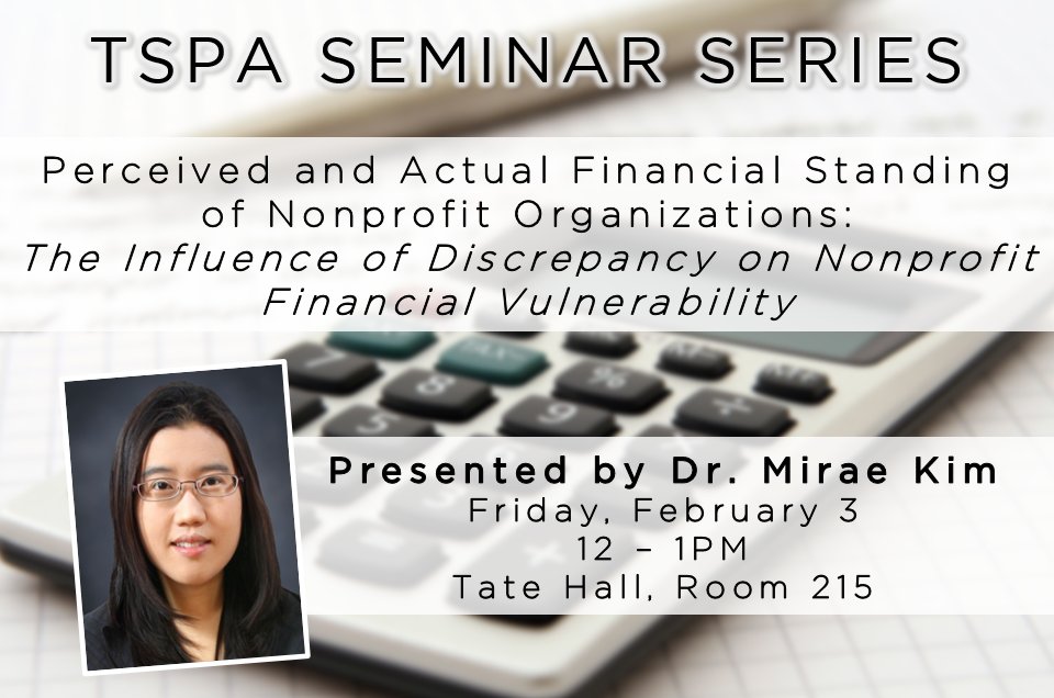 MizzouTSGPA's tweet photo. Next in the TSPA Seminar Series: #PAprof Dr. Mirae Kim talks about #nonprofit financial stability - all @Mizzou students & faculty welcome! https://t.co/csPJZJFZNK