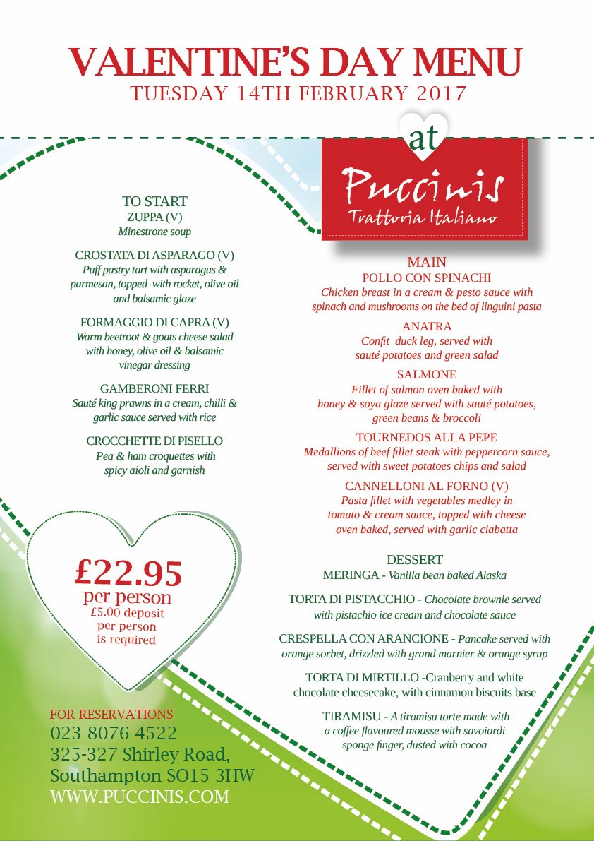 Treat your loved this #ValentinesDay with a romantic evening at Puccini's #Southampton #Italian #Love #EatOut