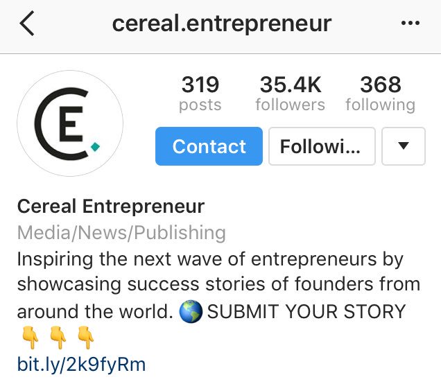 mymoneycomb's tweet photo. Are you following @CerealStartup on @instagram? They feature really cool #entrepreneurship stories from all over the world. ✌🏽 https://t.co/7vY96b77Gt