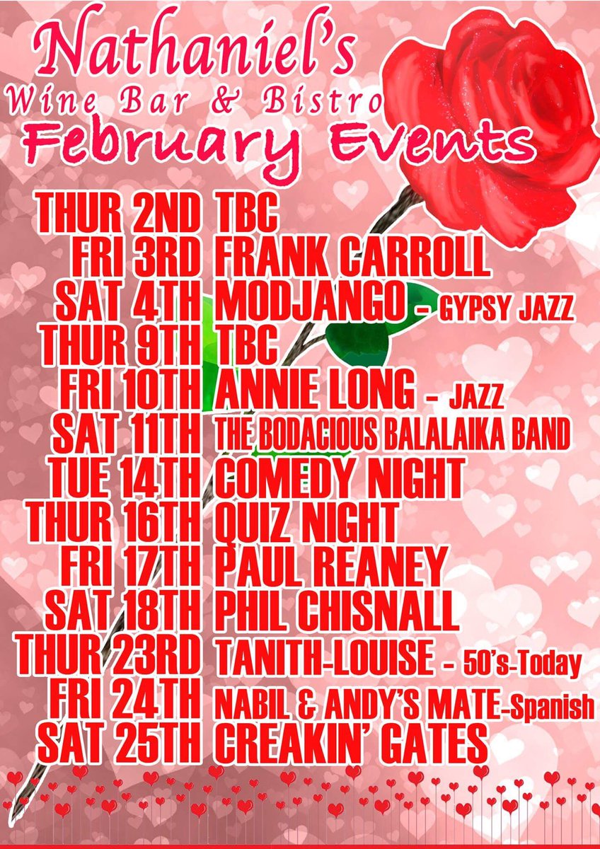 ♥️WHAT'S ON IN FEBRUARY♥️ #Livemusic <a href="/What2doUK/">What2doUK</a> <a href="/WhatsOnWirral/">WhatsOnWirral</a> <a href="/WirralGigs/">Wirral Gig/Open Mics</a> <a href="/bromboroughvca/">Bromborough Village</a> <a href="/KCWHairdesign/">Fake it hair& beauty</a> <a href="/WirrAle/">Wirral All Age Independence</a> <a href="/love_wirral/">Love Wirral and Chester Magazines ❤️</a> <a href="/wirralmusic/">WirralMusic</a>