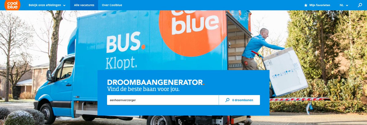Jammer dat jullie mij niet kunnen voorzien van mijn droombaan <a href="/Coolblue_NL/">Coolblue</a>. #unicorn #vacature #droombaan