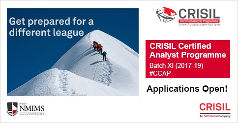 CCAPbuzz's tweet image. Become a #CRISIL employee from Day One!
Enrol for #CCAP now: 
bit.ly/CCAP_XI @nmims_india