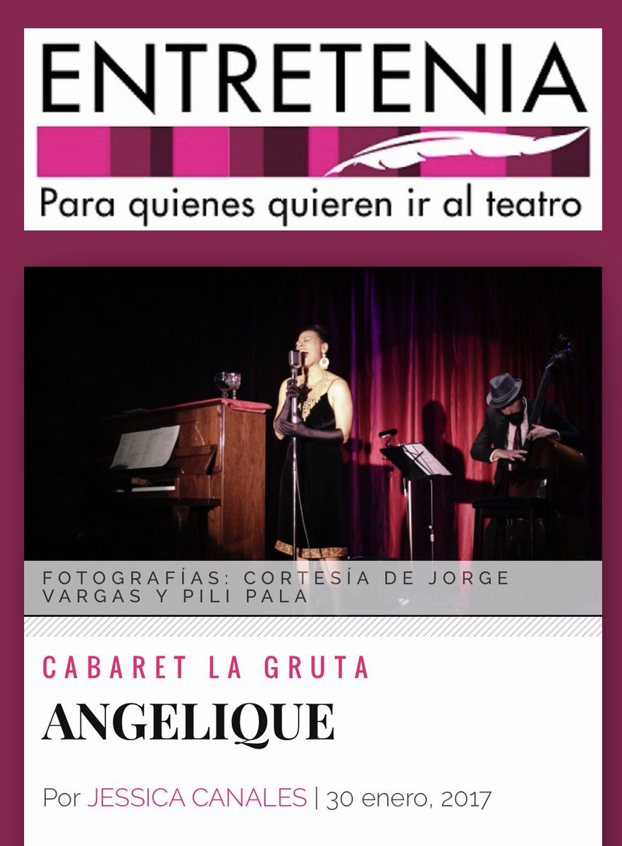 NUEVA CRÍTICA! "Angelique" los lunes en el Foro La Gruta por entretenia.com RT #YoVoyAlTeatro
