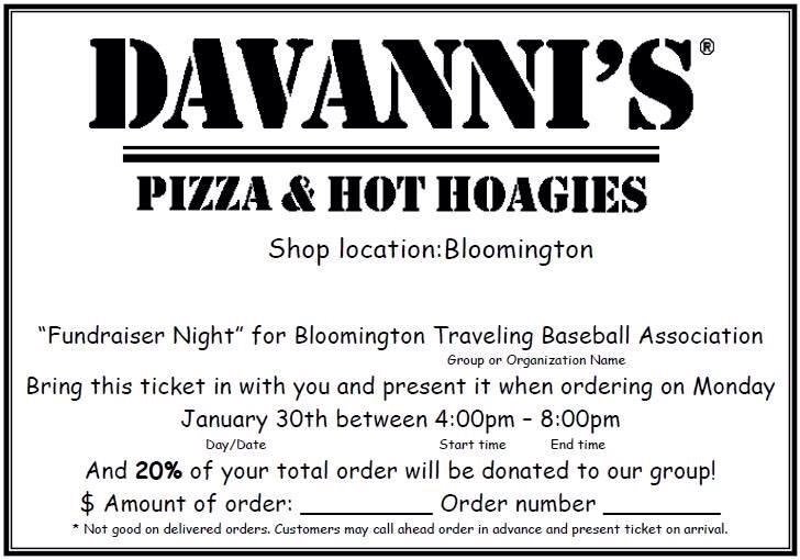 BanditsBTBA's tweet photo. Hungry? Need dinner tonight? Support the @Cooperstown2017 Bandits tonight at Bloomington Davanni's

4-8pm - Bring this flyer with https://t.co/RG4zKm1tp1