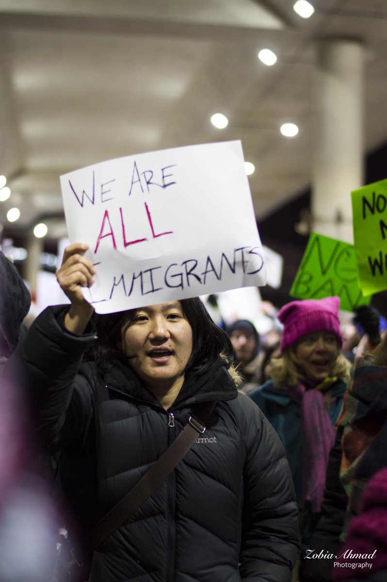 zobiaaahmad's tweet photo. "United we stand or divided we fall"
Day 2 of #ohareprotest #MuslimBan https://t.co/DdwyxisAnF