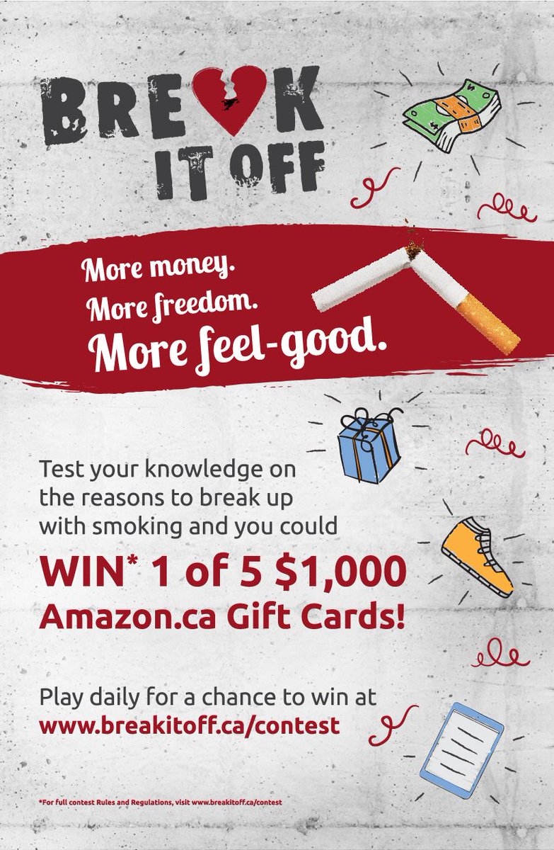 Break It Off is an anti-smoking campaign that will be coming to MUN February 27th. Enter their daily contest found at the link shown!
