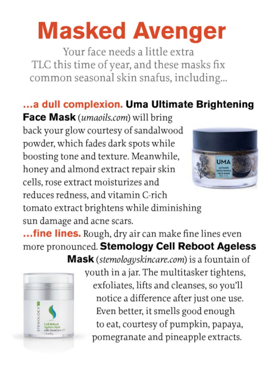 .<a href="/OrganicSpaMag/">Organic Spa Magazine</a> suggests using @StemologyBeauty Ageless Mask to give skin a little TLC this winter! #stemology #skincare