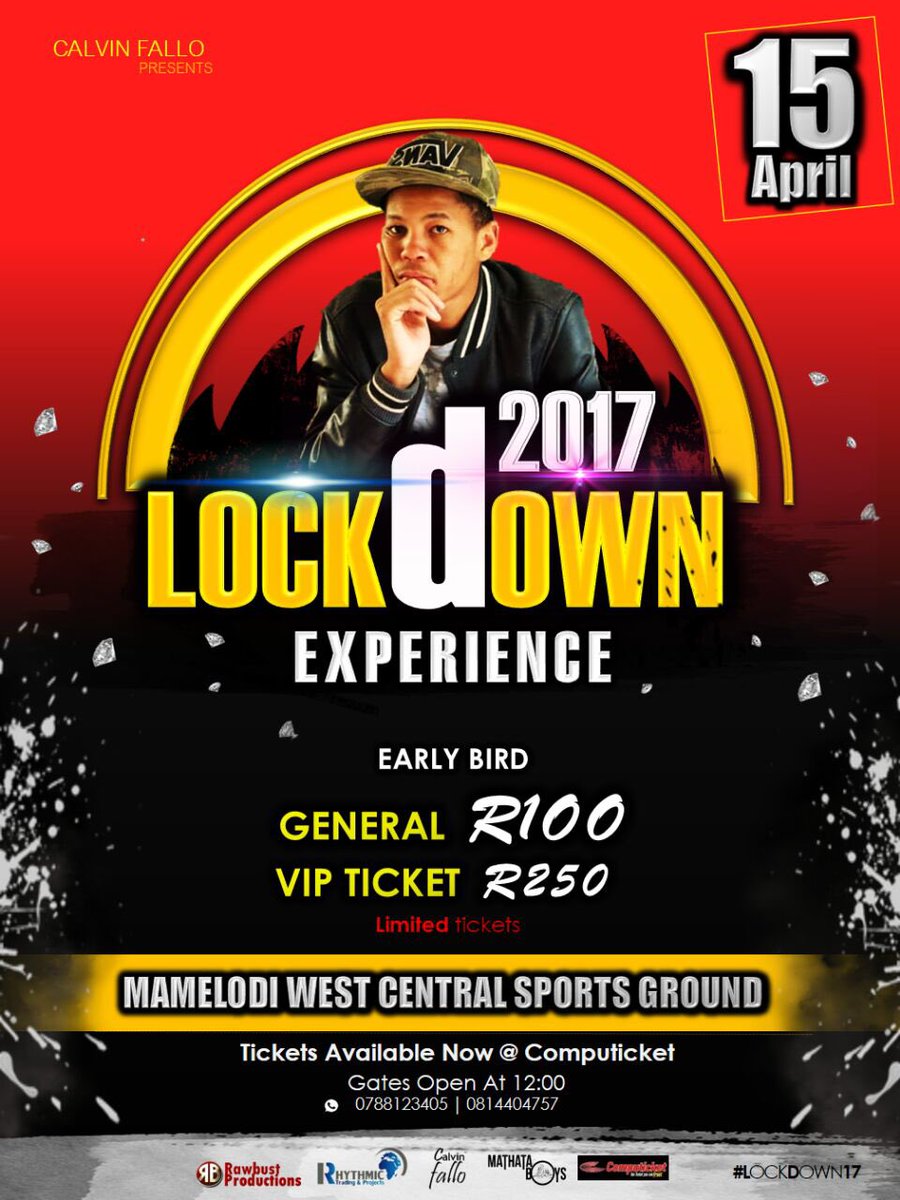 Teesmagoro's tweet photo. Get your Early bird ticket before they sell out !!! #Lockdown17 #calvinfallo #Mathataboys https://t.co/bnBA0dx3lj