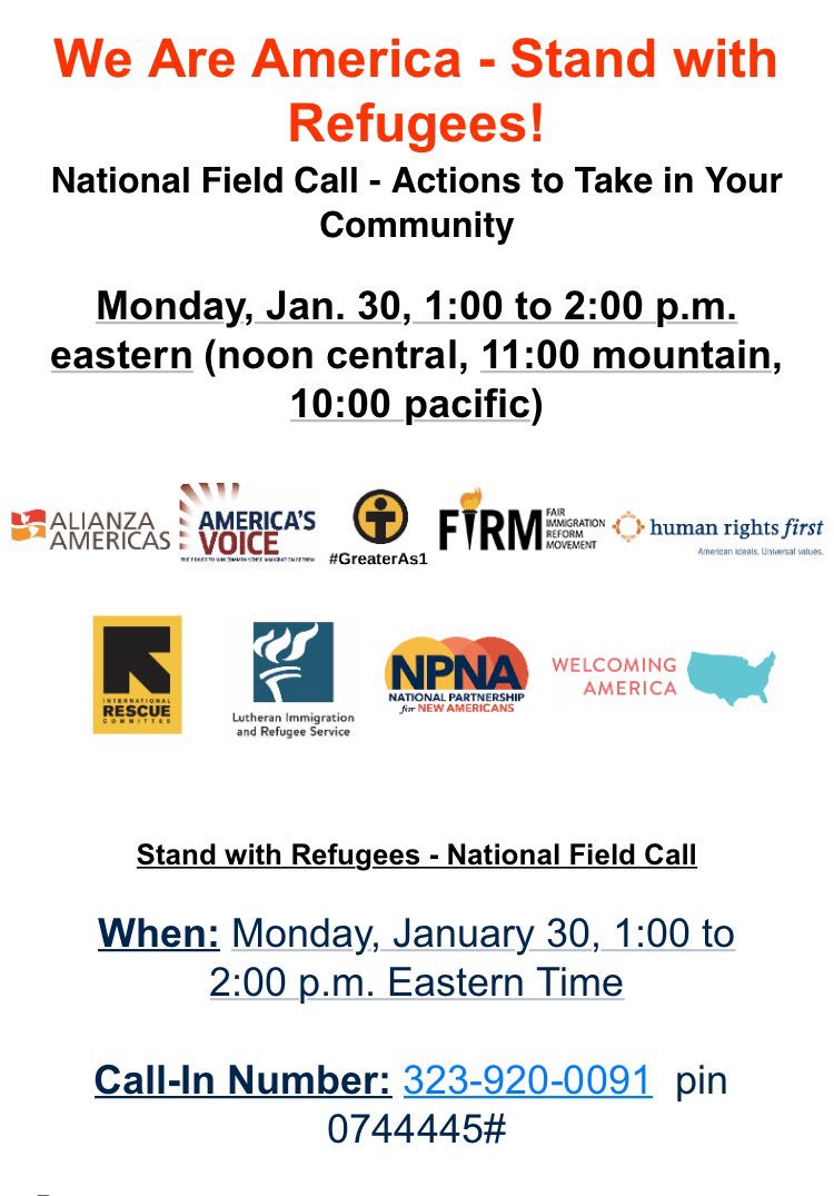 SCN_Network's tweet image. Join us today at 1:00pm eastern for this important call #WeAreAmerica #RefugeesWelcome
