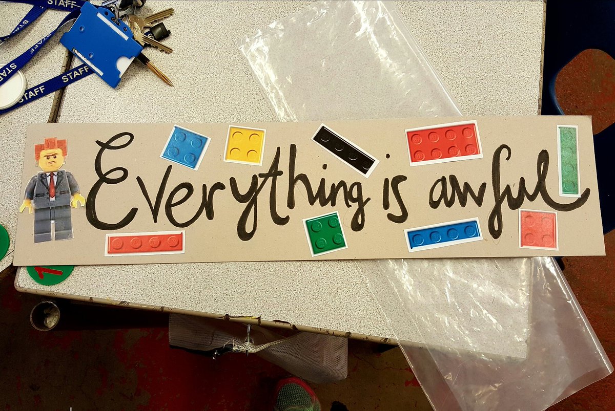 Twin_Made's tweet photo. Our #placard for the #CardiffMarch #EverythingisAwful. https://t.co/7wr95g8yNz