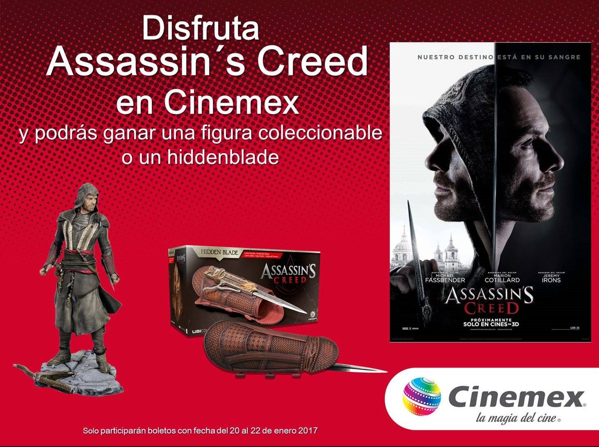 Cinemex's tweet photo. ¿Quieres ganar una figura coleccionable o un hidden blade de #AssassinsCreed?

Da RT y mantente atento a la dinámica

(Busca tu boleto)😉 https://t.co/3jWkFlQnZE